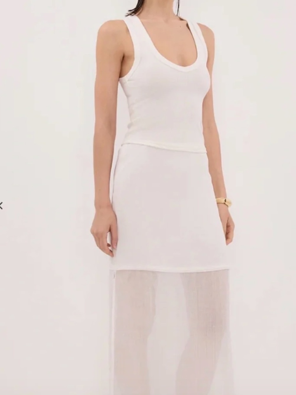 Dissh Kai White Ramie Midi Skirt. Oyster. Size 10 NWT - Picture 2 of 6